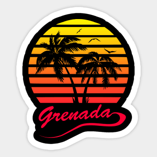 Grenada 80s Sunset Sticker